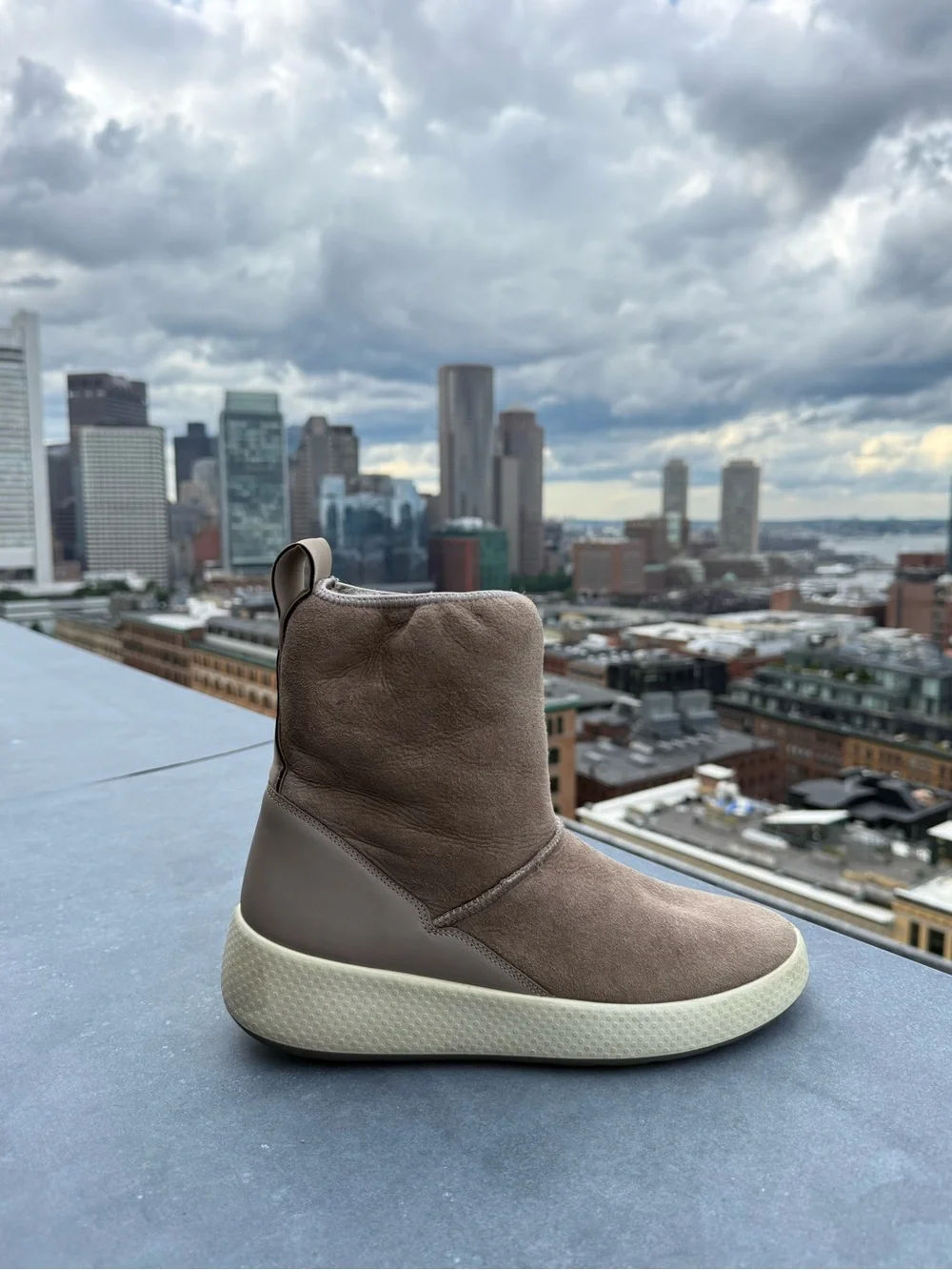 ECCO Soft 7 Tred Taupe Shearling Lined Suede Ankle Boots EU 39 US 8-8.5